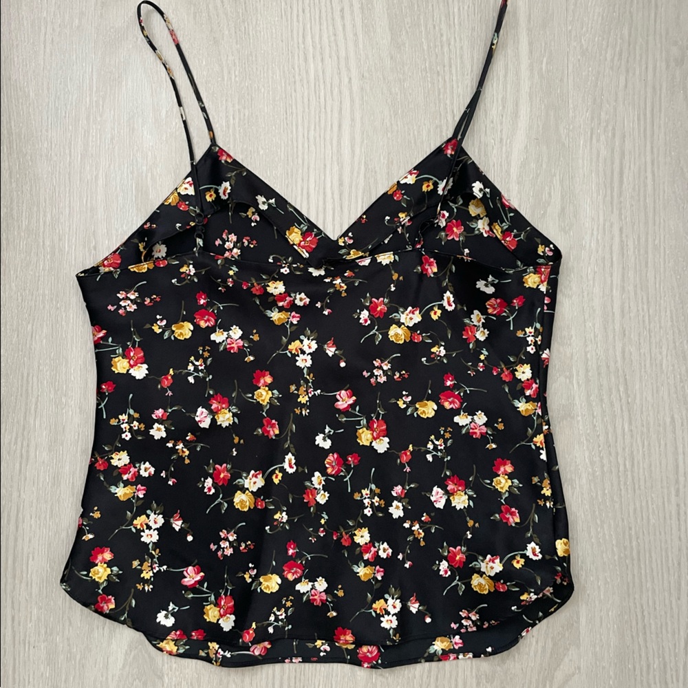 silk tank top with floral print